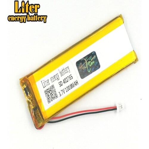 Plug 1.0-2P 3.7V 402765 1000mah Polymer Lithium Li Ion Rechargeable Battery Durable For e-books GPS PDA MP4 MP5 small toys