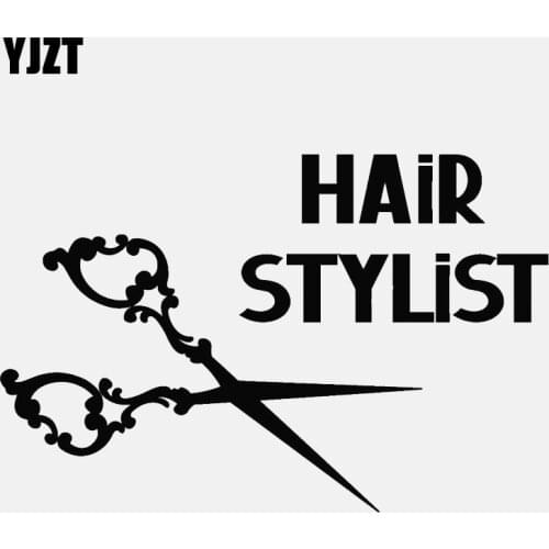 YJZT 13.6CM*8.9CM Car Sticker Hair Stylist Scissors Barber Shop Beauty Vinyl Decoration Decal C22-0100