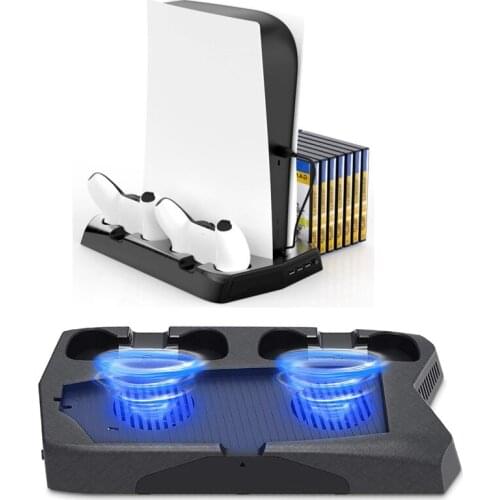 Charging Stand Station With Cooling Fan Cooler 14 Retractable Game Slots For PS5 Playstation 5 Digital Edition/Ultra HD Console