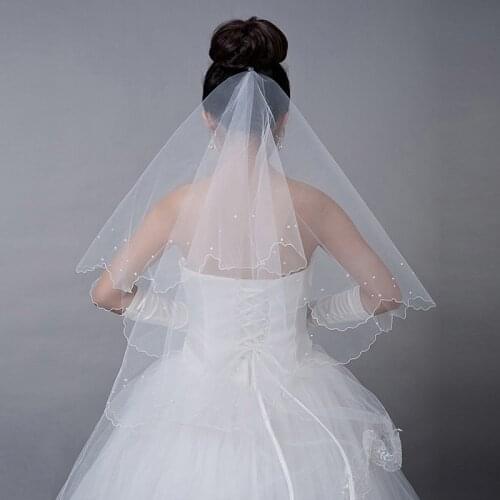 Pearl Lace Edge Bridal Veil Wedding Accessories Mariage Bride Welon Wedding Veil 2021
