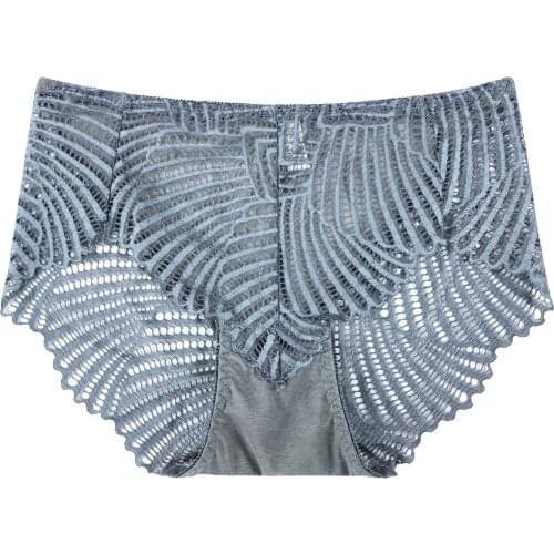 Hot style ladies panties French non-traceable lace patchwork transparent mesh breathable comfort high elastic high waist 17014