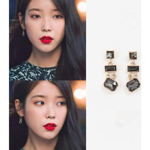 2019 Hot Korean TV Star Retro Crystal Eardrop Dangle Earrings Girls Shiny Jewelry Elegant for Women Pendientes Brincos Ornament