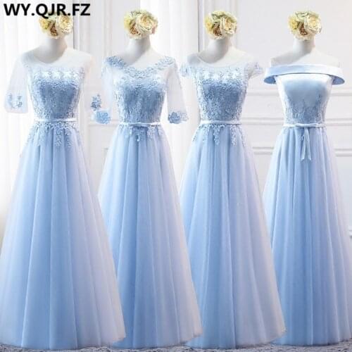 MNZ-9688#half sleeve embroidery lace up long Sky Blue Bridesmaid Dresses spring 2019 new party prom bride wedding toast dress