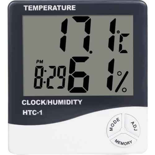 LCD Alarm Clock Hygrometer LCD Digital Temperature Humidity Meter HTC-1 Home Indoor Outdoor hygrometer thermometer
