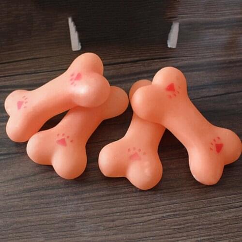 1PC 8.5*2cm Mini Chew Toy Lovely Pet Dog Puppy Cat Chewing Soft Small Rubber Chew Bone Squeaker Squeaky Sound Play Toy