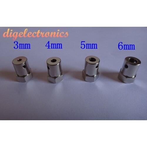 10pcs/lot 3/4/5/6mm Copper Hex Adapter Wheel Hex Coupling Hexagonal Copper Coupling Coupler for DIY Robot Car Wheel