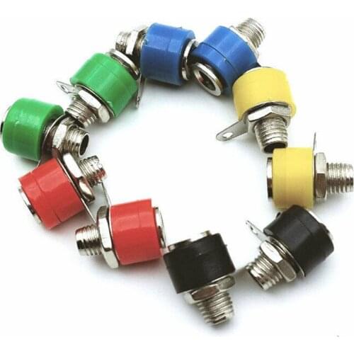 10pcs/lot 4mm Banana Binding Post 4mm Banana Socket 5 color/lot Plug Adapter DIY Red Green Yellow Black Blue