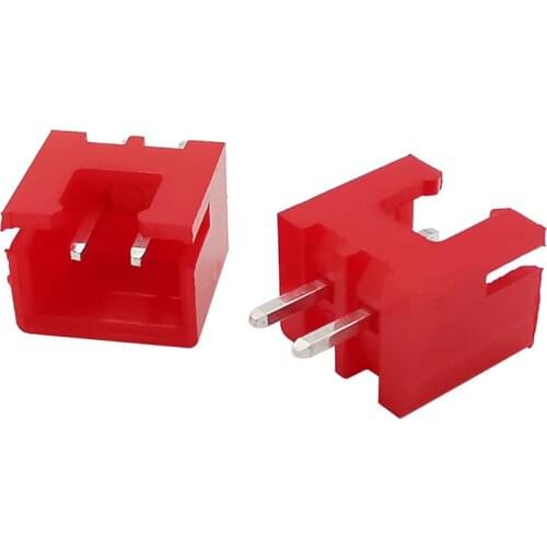 50-500Pcs XH2.54 2Pin Micro Connector XH2.54 Pitch 2.54mm 2P Male Plug Straight Pin Terminal Red Nylon Housing PCB Connector