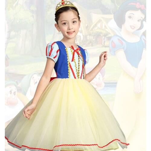 Disney Kids Dresses for Girls Snow White Costume Princess Dress Halloween Christmas Party Cosplay Children Clothing Elegant