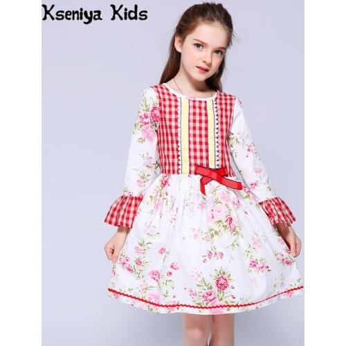 Kseniya Kids Baby Girls Long Sleeve Dresses For Girls Puff Sleeve Princess Lace Dress Kids Clothes Flower Dresses Girl Dress