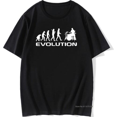 Cool Music Humor Drums Evolution T Shirt Funny Birthday Gifts For Men Male Drummer Summer Short Sleeved O'Neck Cotton T-Shirt