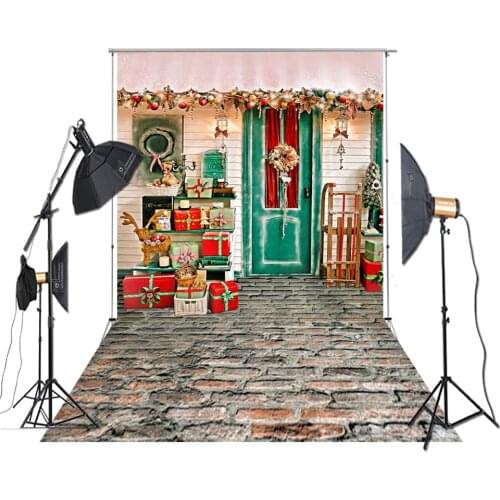 HUAYI Photography Backdrop Christmas Decoration Christmas Present House Tile Floor Snow Photo Bankground For Studio XT-7050