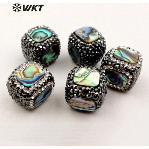 JF207 Mysterious Square Rhinestone Beads With Natural Abalone Shell Fashion Rhinestone Beads Women Wholesale Rhinestone Beads