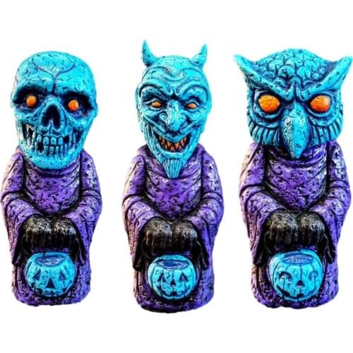 9.5cm Halloween Terror Dwarf Ornament Resin Ghost Dwarf Statue Decor Horror Dwarf Sculpture Home Figurines Decoartion