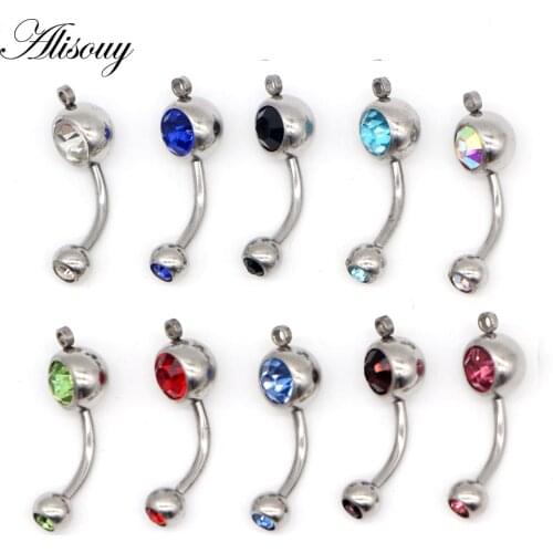 Alisouy 1PCS Belly Button Rings Crystal Surgical Steel Body Jewelry Belly Piercing Rings Sexy Piercing Ombligo with DIY hole