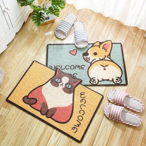 Entrance Door Floor Mats Cartoon Animal Cute Pet Pattern Non-slip Absorbent Kitchen Entrance Carpets Stain Resistant Rug