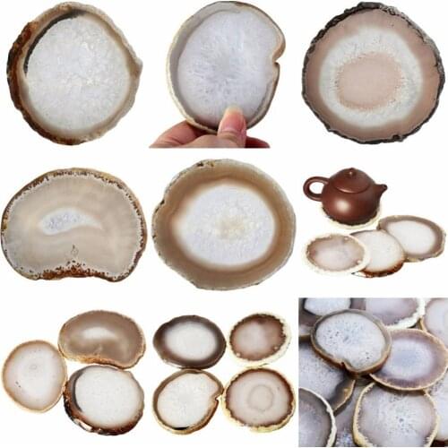 Round Faux Agate Slice Geode Cup Mat Stone Coaster Beverage Pad Table Decor