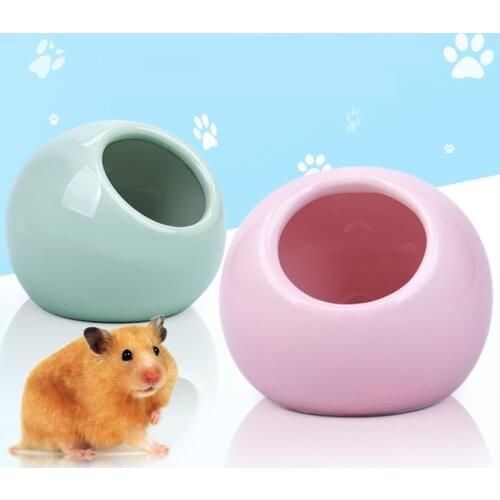 Round Ball Shape Hamster Guinea Pig Chinchilla Hideout House Bathroom Small Animals Play Sleeping Ceramic Nest Pets Supplies