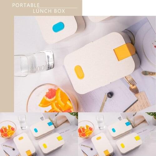 Healthy Kids Adults 2 Compartments Lunch Box Bento Food Storage Container 2Colors