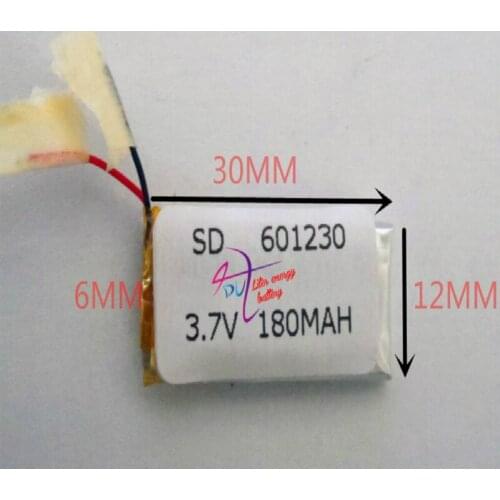 Best battery brand free shipping 3.7V lithium polymer battery 601230 061230 180mah Bluetooth Battery Battery MP5 recorder