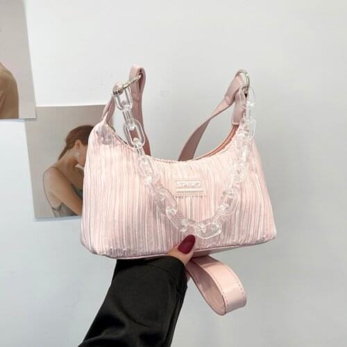 Fashion Exquisite Shopping Shoulder Bag Women Transparent Chain Totes Hand Bags Female 2021 Retro Stripe Casual Crossbody Sack