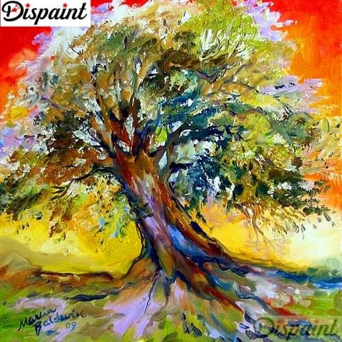 Dispaint Full Square/Round Drill 5D DIY Diamond Painting "Tree abstract scenery" 3D Embroidery Cross Stitch 5D Home Decor A10835