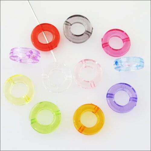 New 100Pcs Mixed Plastic Acrylic Clear Round Circle Spacer Beads Frame Charms 12mm