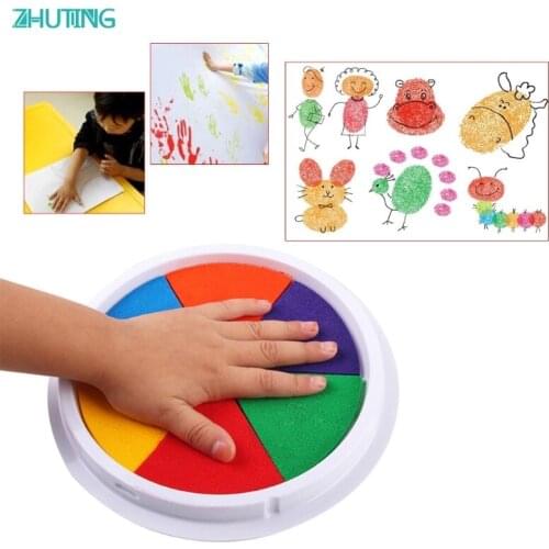 New 6 Colors Ink Pad Stamp DIY Finger Painting Craft Cardmaking Large Round For Kids MAR-30