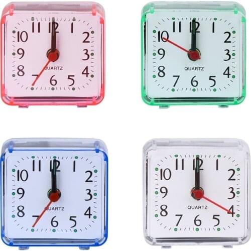 New Mini Square Quartz Beep Alarm Clock Plastic Desk Table Travel Trip Portable