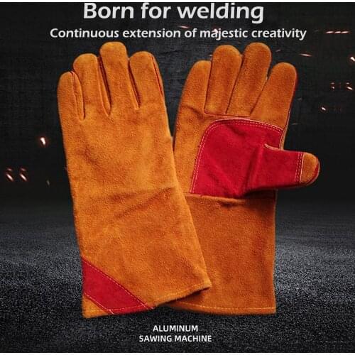 Welding Gloves Soft Cow Leather Abrasion Resistance Welding Gloves Heat Resistant for Welders/Workers/Stove/BBQ Welder Work Tool