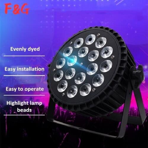 1 piezas nuevo par puede 18*18 w rgbwa lavado uv 6 en 1 dmx led plana par 64 puede Led luz Par plana Mini etapa