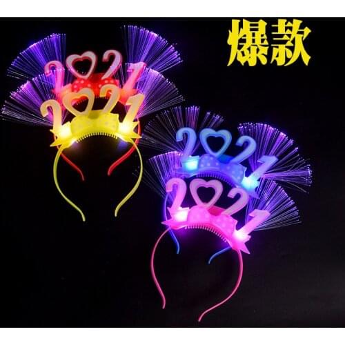 Factory direct 2021 optical fiber luminous hairband plastic headband with lamp new conjoined antler horn luminous headdress
