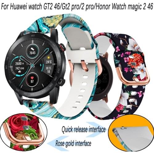 22mm Printing Casual Silicone Band Strap For Huawei Honor Watch magic 2 46/GT/GT2 46/Gt2 pro Watchband Quick install Correa