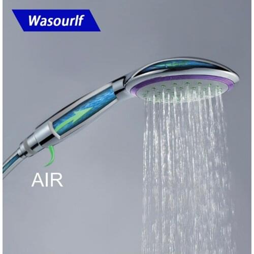 WASOURLF Air Trubo Intake Handheld Chrome Water Saving Pressurized Rainfall ABS Hand Held Shower Head Handshower Bathroom hotel