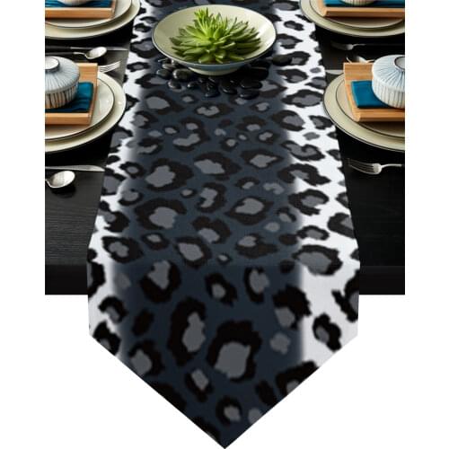 Leopard Print Black White Striped Table Runner Modern Table Flag Home Party Country Wedding Decoration Tablecloth Table Runners