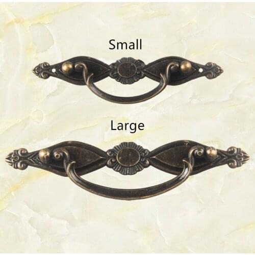 Vintage Retro Alloy Flower Handle Tab Drawer Cabinet Jewelry Box Decorative DIY Furniture Hardware,Bronze Tone,2Pcs