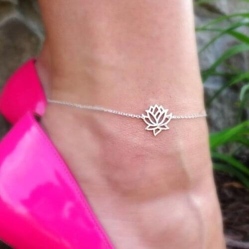 Elegant Lotus Flower Anklet Bracelet Women Girls Foot Chain Jewelry Indian Buddha Amulet Rose Gold Silver Color Chic Enkelbandje