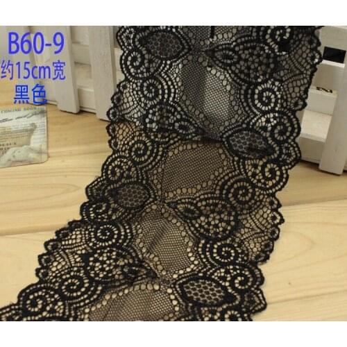 15cm 4mts/lot, Black/Off white Garment accessories exquisite flexibility elastic lace quality fabric lace with elastic Z1321-05