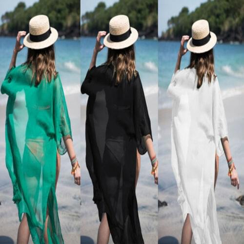 2019 Meihuida Kaftan Cover-Ups Women Solid Beachwear Short Sleeve Loose Swimwear Beachwear Summer Ladies Beach Dress Cover Up