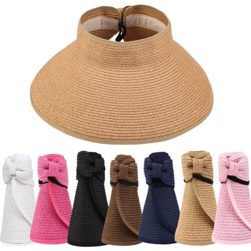 2020 New Women Summer Visors Hat Foldable Sun Hat Wide Large Brim Beach Hats Straw Hat chapeau femme Beach UV Protection Caps
