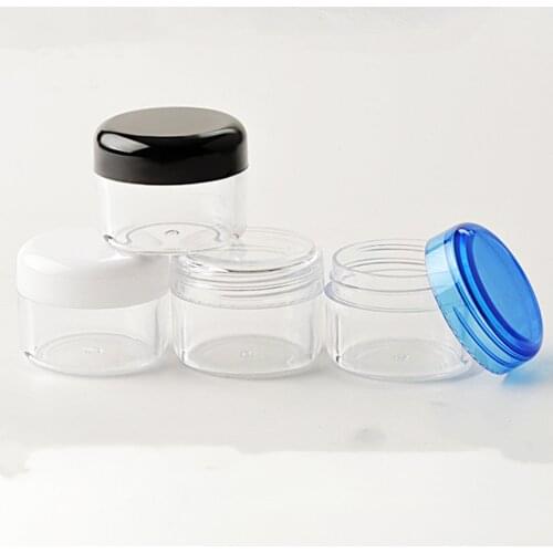 25pcs/lot 10Gram 10ML Clear Empty Refillable Plastic Black White Clear Screw Cap Face Cream Bottle Jars Cosmetic Sample Make Up