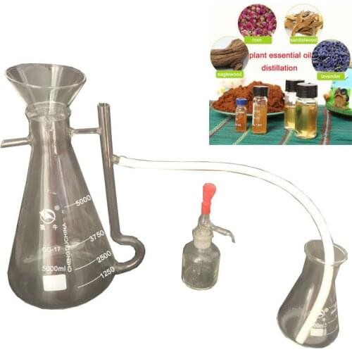 250ml-5000ml New Home/Lab Lavender Rose Plant Pure Water Essential Oil Dew Separator Collector Bottle Glassware Kits