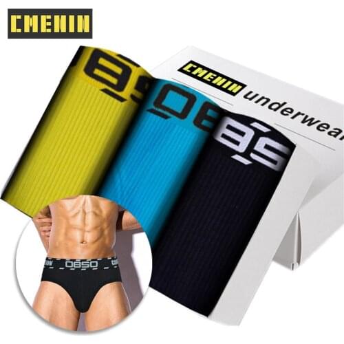 3PCS CMENIN Low waist Men Brief Sexy Underwear Men Jockstrap Quick Dry Briefs Men Bikini Gay Mans underwear Male Funny BS3101
