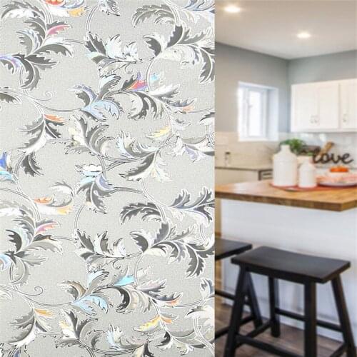 3D leaf retro glass sticker toilet bathroom anti-light window sticker anti-privacy anti-peep anti-penetration wall sticker