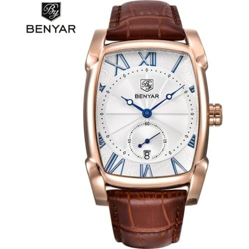 Relogio Masculino BENYAR Mens Watches Top Brand Luxury Waterproof Business Calendar Leather Quartz Wrist Watch Clock Man Reloj