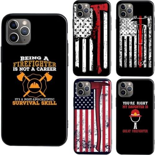 Patriotic Firefighter Thin Red Line Flag Fireman Axe Case For iPhone 11 12 Pro Max mini X XS Max XR 6S 7 8 Plus SE 2020 Cover