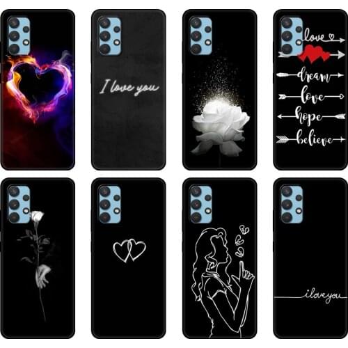 Black tpu Case For Samsung galaxy A32 A42 A52 A72 4g 5g S21 PLUS ultra back cover Heart Love Crown