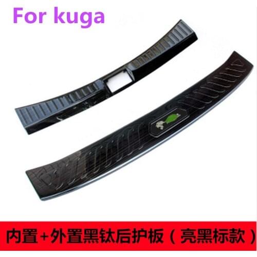 Black titanium Stainless Steel Rear Bumper Protector Sill Trunk Tread Plate Trim For Ford Kuga 2013-2018 Car styling
