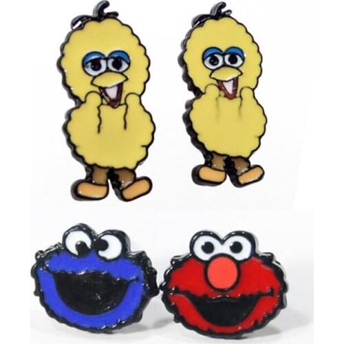 COSANER Sesame street Fashion Anime Cartoon Earring Stud Earrings Women Girls Kids Jewelry Birthday New Gift