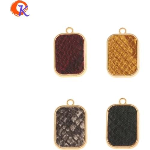 Cordial Design 50Pcs 15*23MM Jewelry Accessories/Hand Made/Charms/Snakeskin Effect/Rectangle Shape/DIY Making/Earring Findings